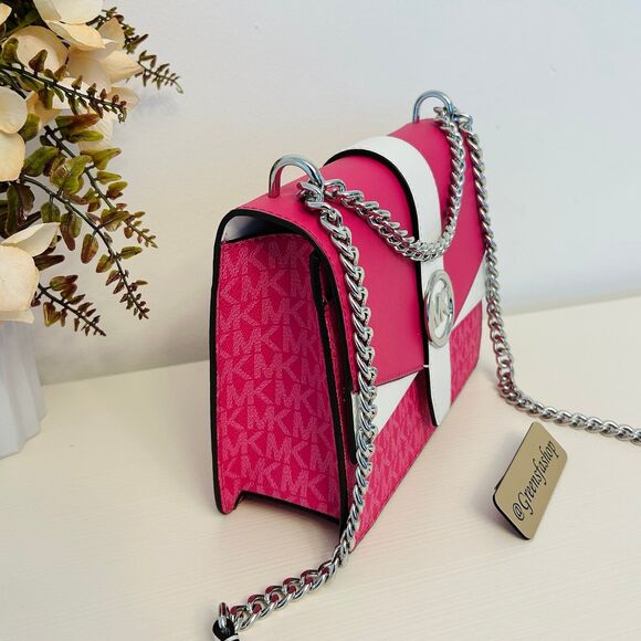 Michael Kors Purse Greenwich Small Signature Logo Crossbody Bag Dragonfruit - Picture 3 of 11